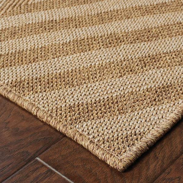 Tan 4 ft. x 6 ft. Loomed Polypropylene Rectangle Indoor/Outdoor Area Rug