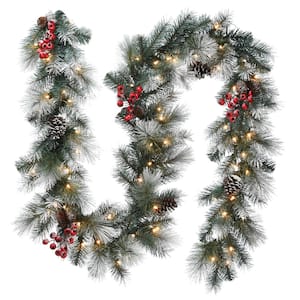 GB1-50-6A-1 Renewed National Tree 6 Foot by 10 Inch Glittery Bristle Pine Garland with Cones