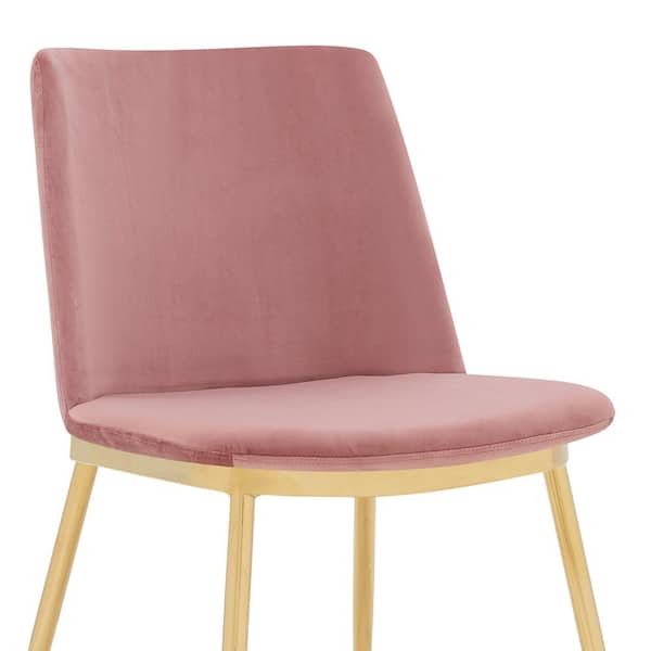 Armen Living Messina Pink Velvet And, Pink Leather And Metal Dining Chairs