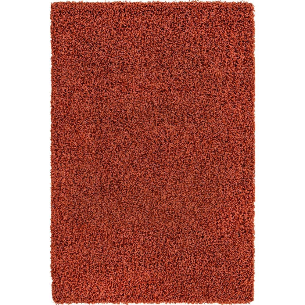4' x 6' Blue Solid Shag Synthetic Washable Rug
