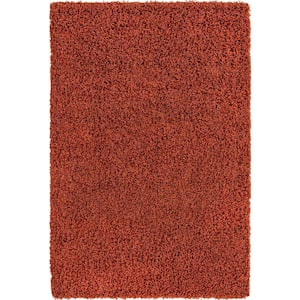 Solid Shag Terracotta 4 ft. x 6' ft. Area Rug