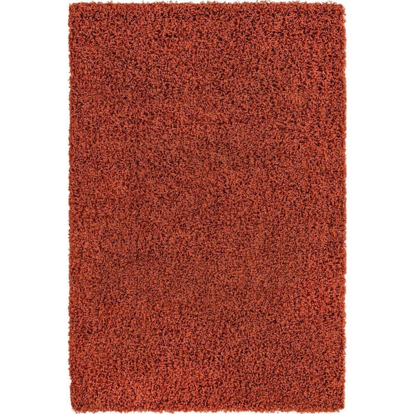 Unique Loom Solid Shag Terracotta 4 ft. x 6' ft. Area Rug