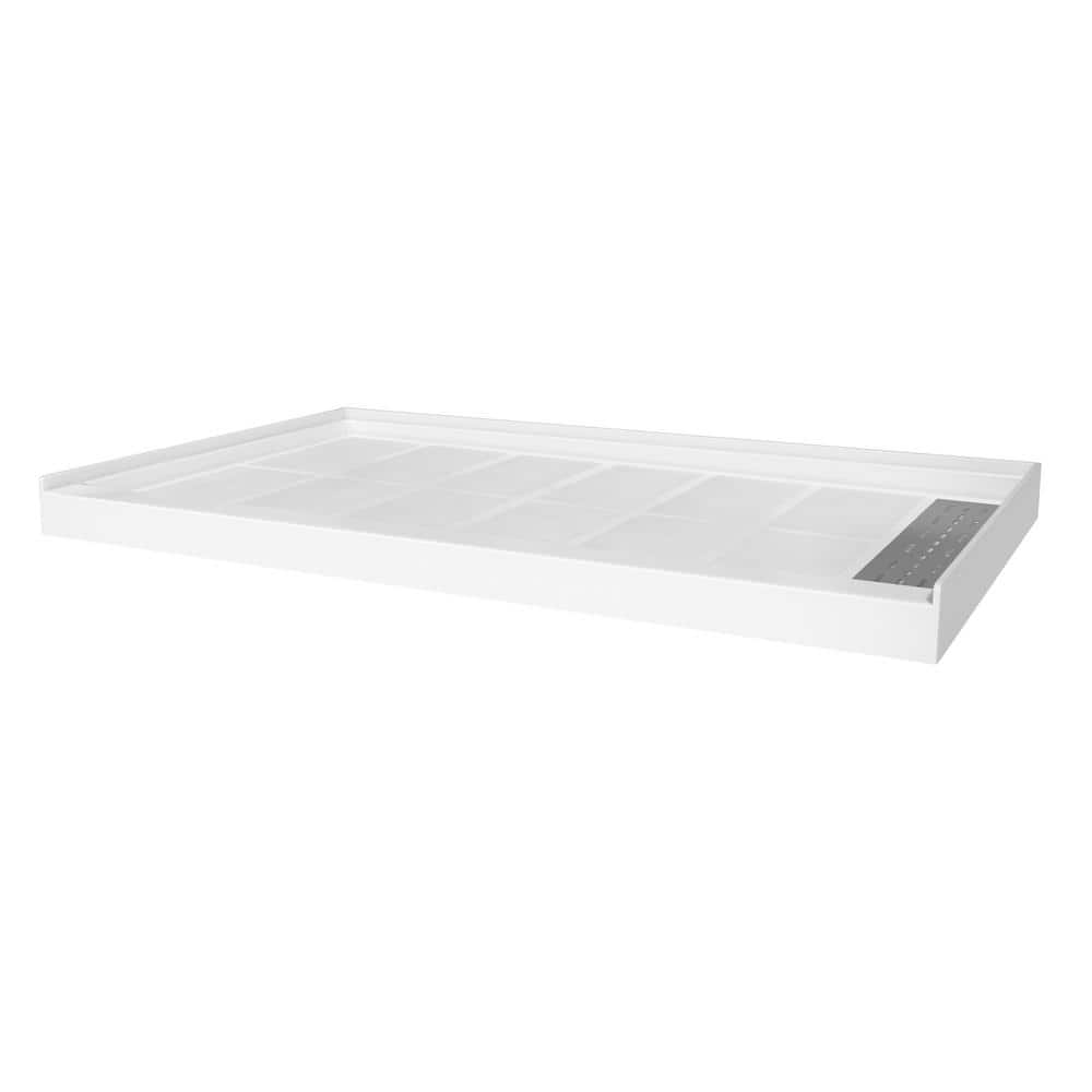 60 in. L x 36 in. W Single Threshold Alcove Solid Surface Shower Pan Base with Right Drain in White price history on PriceWatchPro