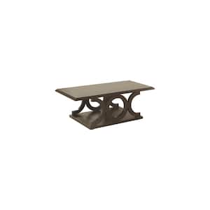 Contemporary 48 in. Brown Large Rectangle Wood Coffee Table with Open Shelf