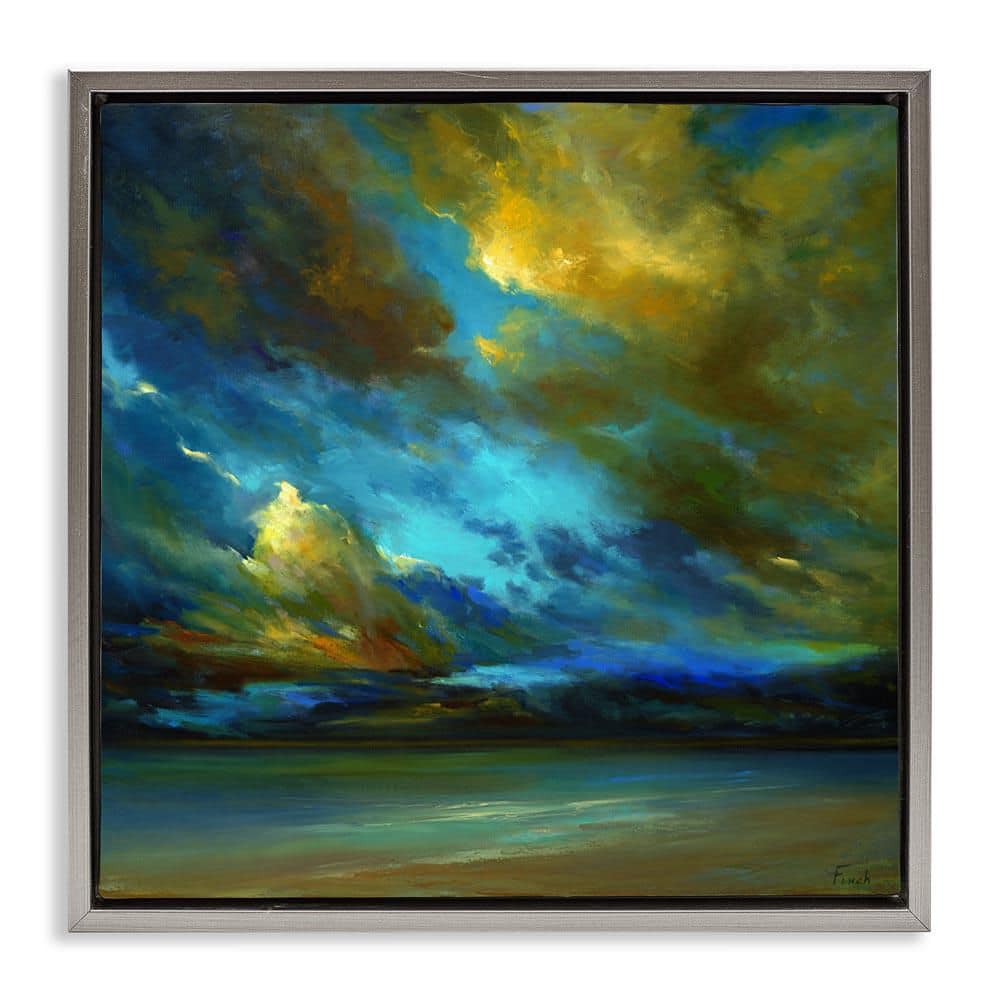 Yellow Streaked Sky by Sheila Finch Gray Floater Frame Nature Graphic Art Print 25 in. x 25 in. price history on PriceWatchPro