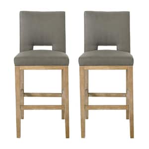 Elmcrest 45.5 in. High Back Deep Gray and Weathered Natural Wood Barstool (Set of 2) Extra Tall