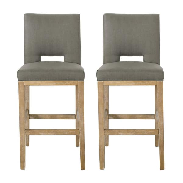 Noble House Elmcrest 45.5 in. High Back Deep Gray and Weathered Natural Wood Barstool (Set of 2) Extra Tall