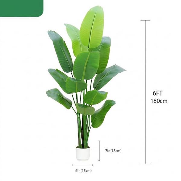 Afoxsos 20 in. 6 ft Artificial Bird of Paradise Plant Faux Green