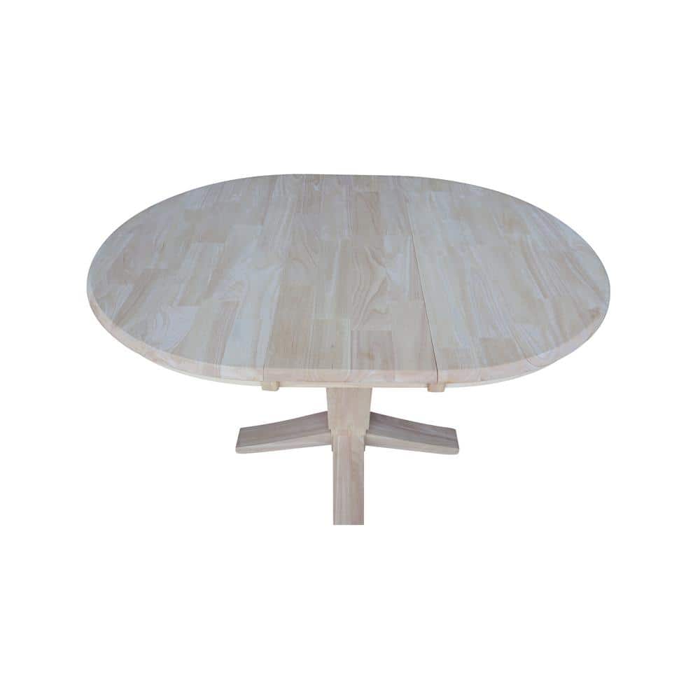 Unfinished Solid Wood Round Extendable Dining Table, 48 in