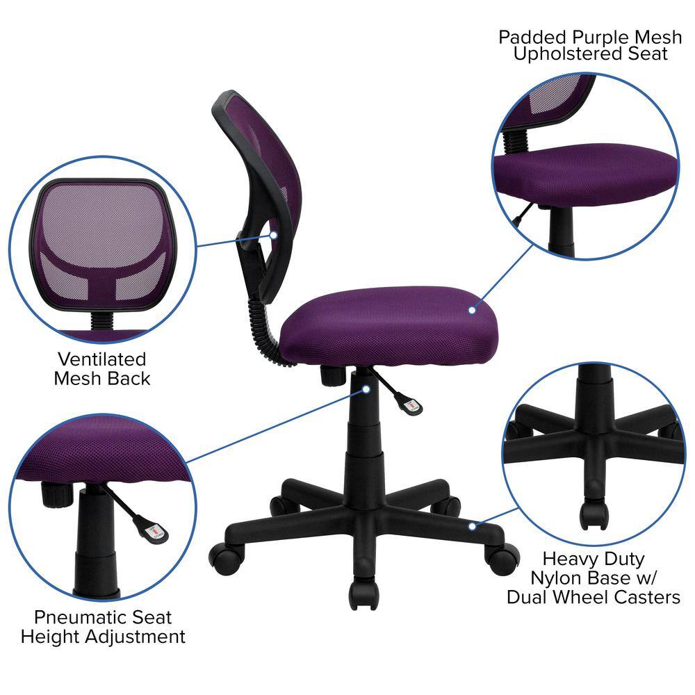 ErgoFlex Armless Low-Back Purple Mesh Task Chair