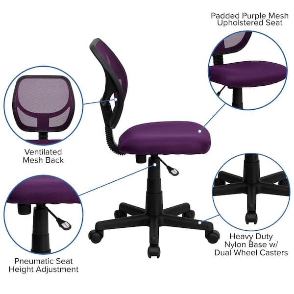 Flash Furniture Mesh Swivel Task Chair in Purple WA3074PUR The