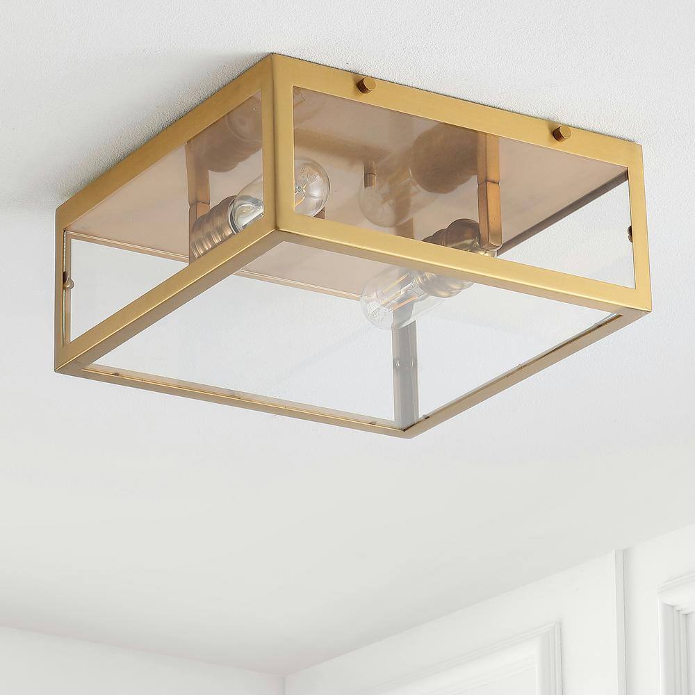 Grayson 12" Brass Gold Glass LED Flush Mount Light