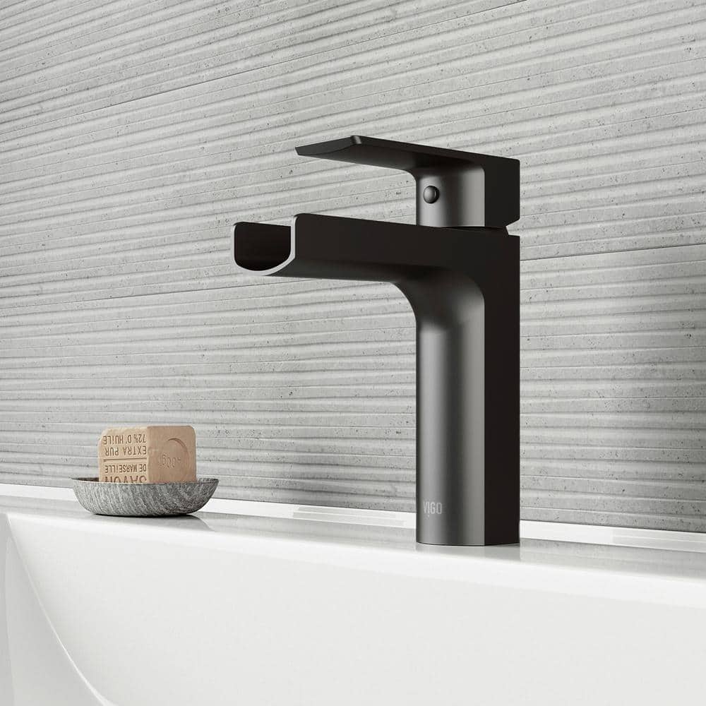 Matte Black Single-Hole Bathroom Faucet with Brass Construction