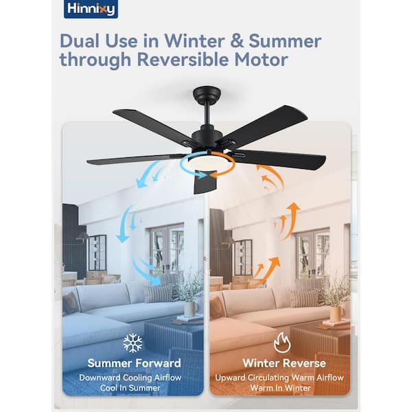 Y♡ HINNIXY 2-Pack 52 in. Indoor Matte Black 3-Colors LED