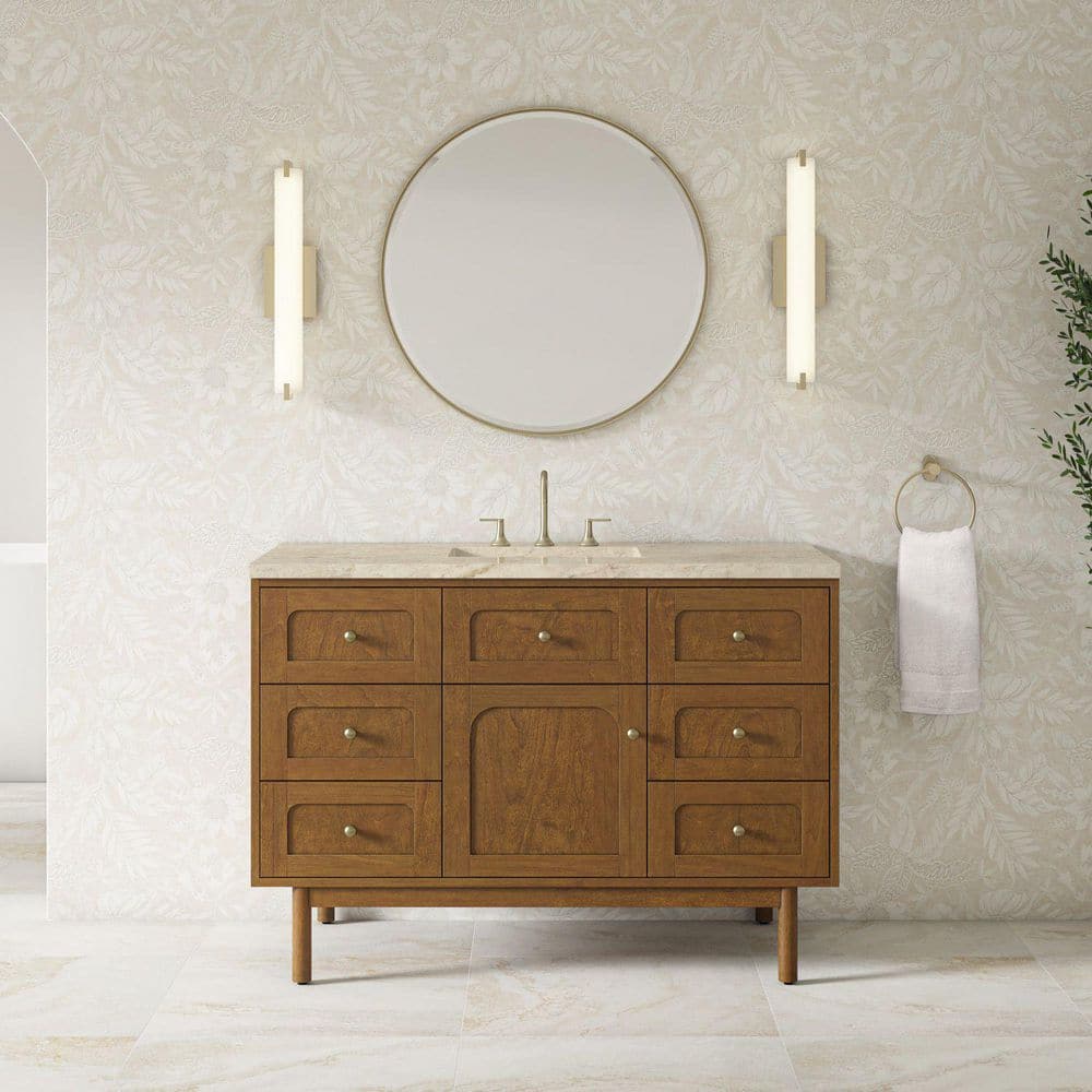 Laurent 48.0 in. Single Bath Vanity in Honey Oak with Tajnar Wireless Charging Engineered Composite Top price history on PriceWatchPro