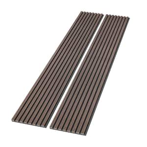 0.83 in. x 7.87 ft. x 1 ft. Slat Wood Walnut Brown Polyurethane Sound Absorbing Walnut Decorative Wall Paneling 2-Pack