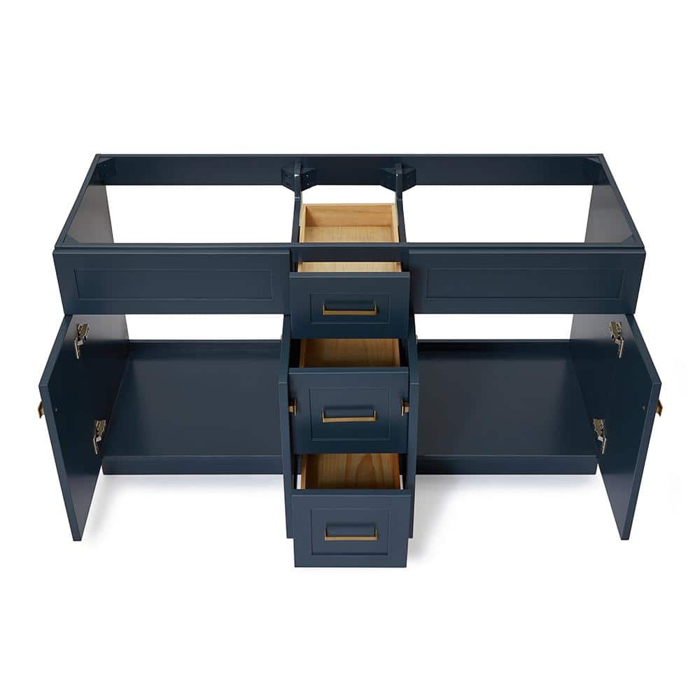 Midnight Blue 60'' Double Freestanding Bathroom Vanity
