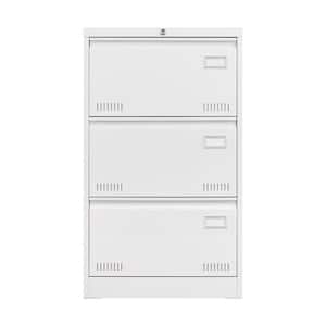 White 3-Drawers Metal Cabinet Lateral File Cabinet with Lock for Legal/Letter/A4/F4 Home Offic