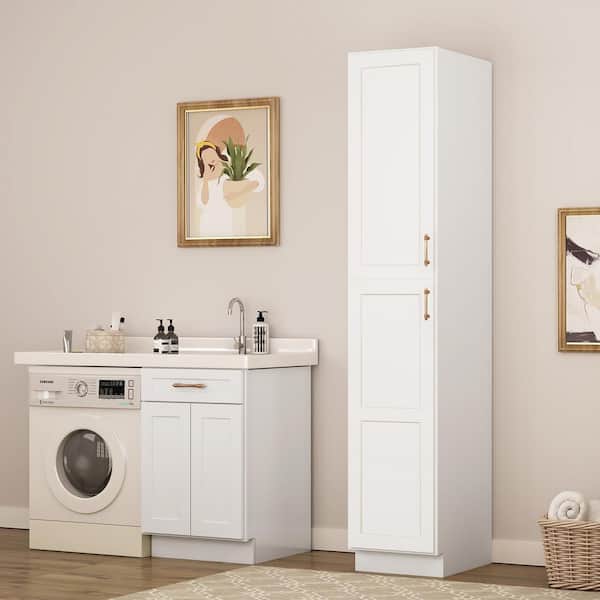 Hausvita 18 in. W x 24 in. D x 90 in. H in Shaker White Plywood