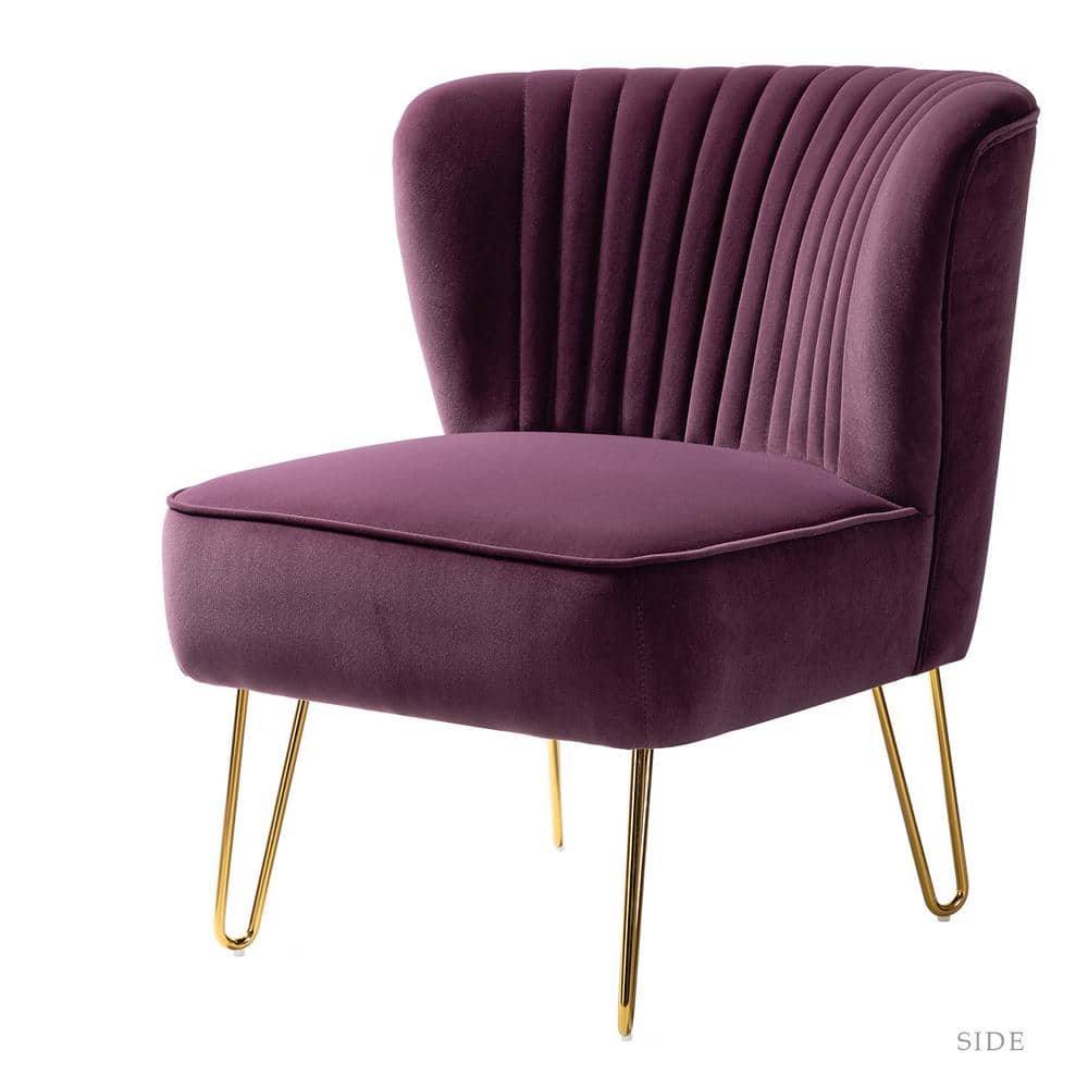 JAYDEN CREATION Alonzo Purple Side Chair with Tufted Back CHM0120