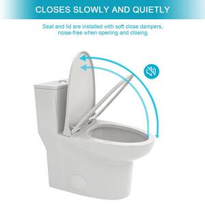 26.38in*14.37in*26.7in 1-Piece 1.6/1.1 GPF Dual Flush White Elongated Toilet in Soft Seat Included