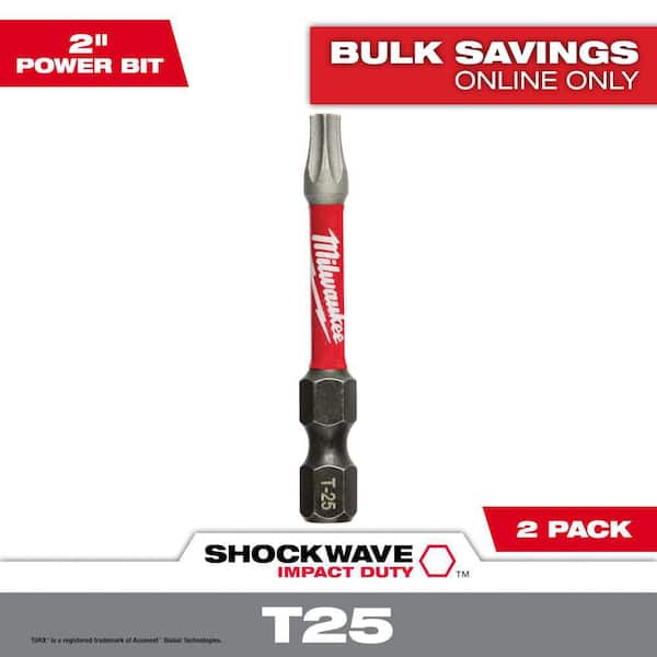 Milwaukee SHOCKWAVE Impact Duty 2 in. T25 Torx Alloy Steel Screw Driver Bit (2-Pack)