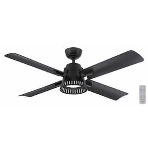 Thelbridge 52 in. Indoor/Outdoor Matte Black Ceiling Fan with Adjustable White Integrated LED with Remote Included