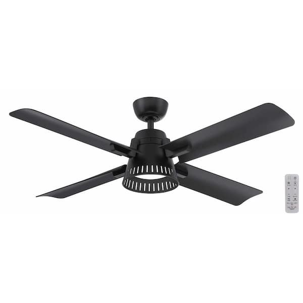 Home Decorators Collection Thelbridge 52 in. Indoor/Outdoor Matte Black Ceiling Fan with Adjustable White Integrated LED with Remote Included