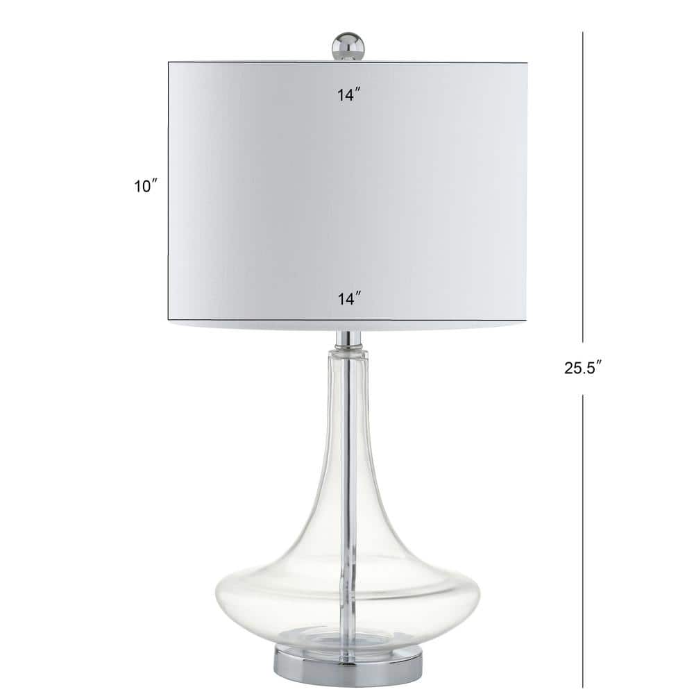 Cecile 25.5" Clear Glass Teardrop LED Table Lamp Set with Linen Shade