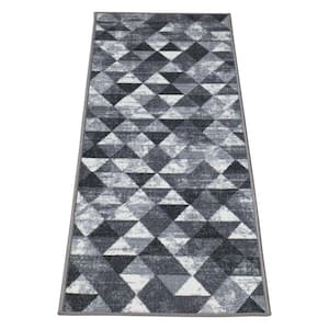 Ottohome Collection Non-Slip Rubberback Modern Abstract/Geometric 2x5 Indoor Runner Rug, 1 ft. 8 in. x 4 ft. 11 in.,Gray
