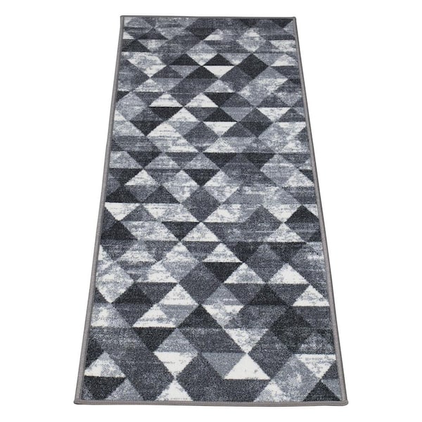 Ottohome Collection Non-Slip Rubberback Bordered 2x5 Indoor Runner Rug, 1  ft. 8 in. x 4 ft. 11 in., Gray