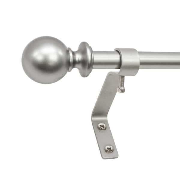 Montevilla Ball Cafe 26 in. - 48 in. Adjustable Curtain Rod 1/2 in. in Antique Silver with Finial