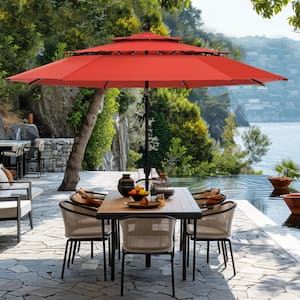 10 ft. Market Patio Umbrella in 3-Layer in Red With Crank and Tilt
