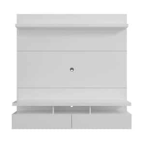 City 63 in. White Gloss Particle Board Floating Entertainment Center Fits TVs Up to 55 in. with Storage Doors