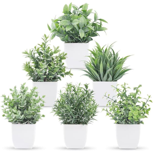 Unbranded 7.1 in. Grey Artificial Plants Small Fake Plants 6 Pack DEWC8L