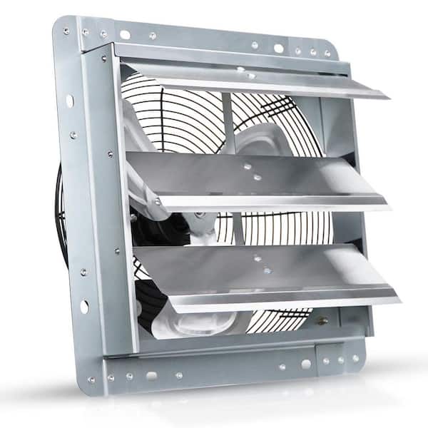 12 in. Wall Mounted Exhaust Shutter Fan with Aluminum Blades, 1800 CFM, Automatic Shutter, Silver