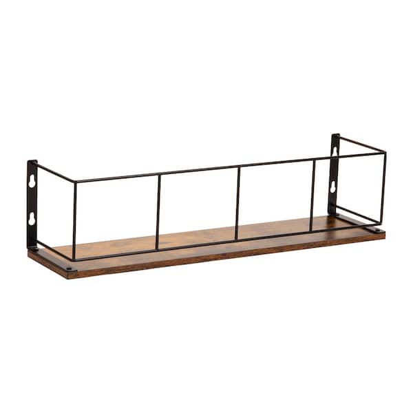 Desktop Shelf for Office Organization and Display, Mounting Hardware Included, Metal and Wood, Brown
