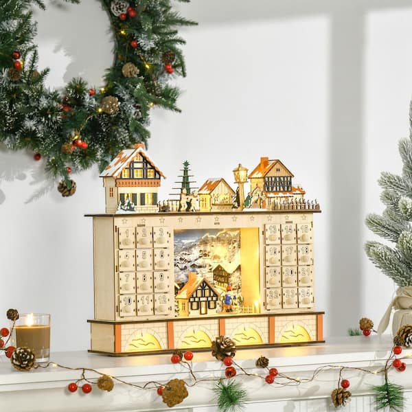 Christmas Village Advent Calendar With Light Up Table And