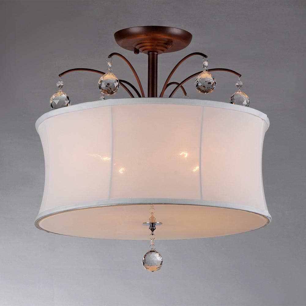 Bronze Crystal Fountain Contemporary Drum Pendant Lamp 18"