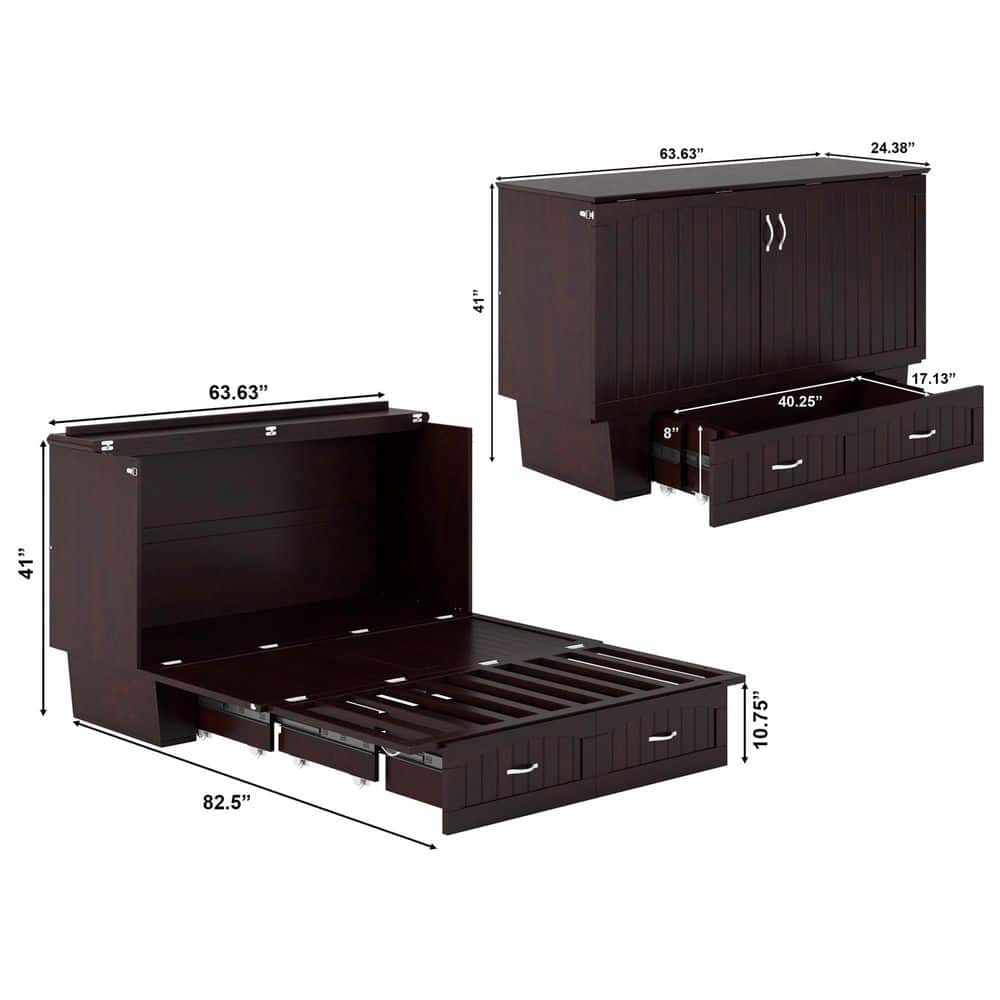 Nantucket Queen Murphy Bed Chest with CoolSoft Memory Foam Mattress