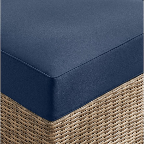 Crystal Ridge Wicker Outdoor Modular Sectional Armless Chair with Navy CushionGuard Cushions