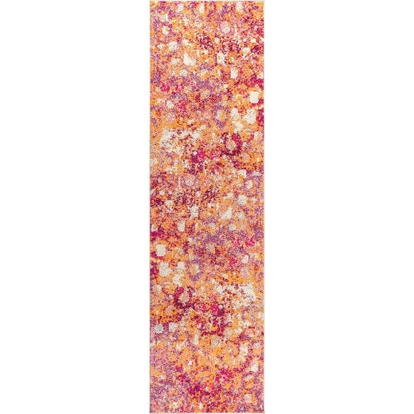 Contemporary POP Modern Abstract Pink/Orange 2 ft. 3 in. x 8 ft. Runner Rug