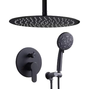 8-spray 12in. Dual Shower Head and Handheld Shower Head in Matte Black