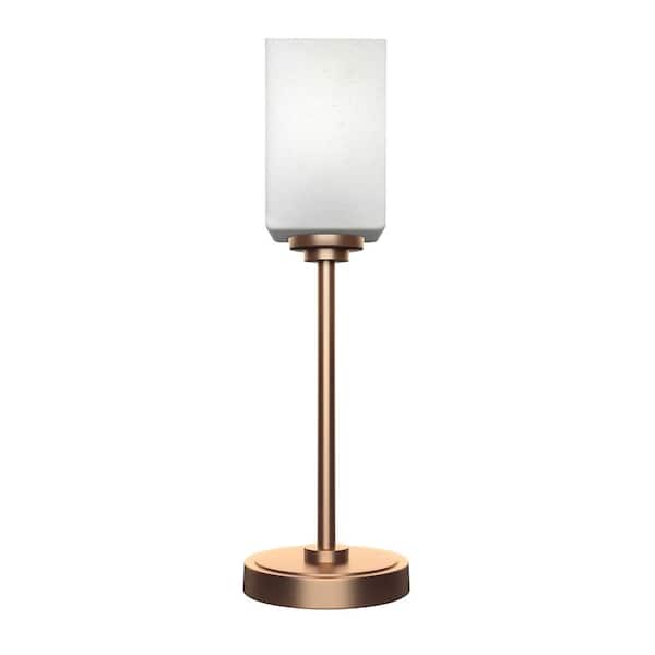 Unbranded Quincy 17.75 in. New Age Brass Accent Lamp with White Muslin Glass Shade