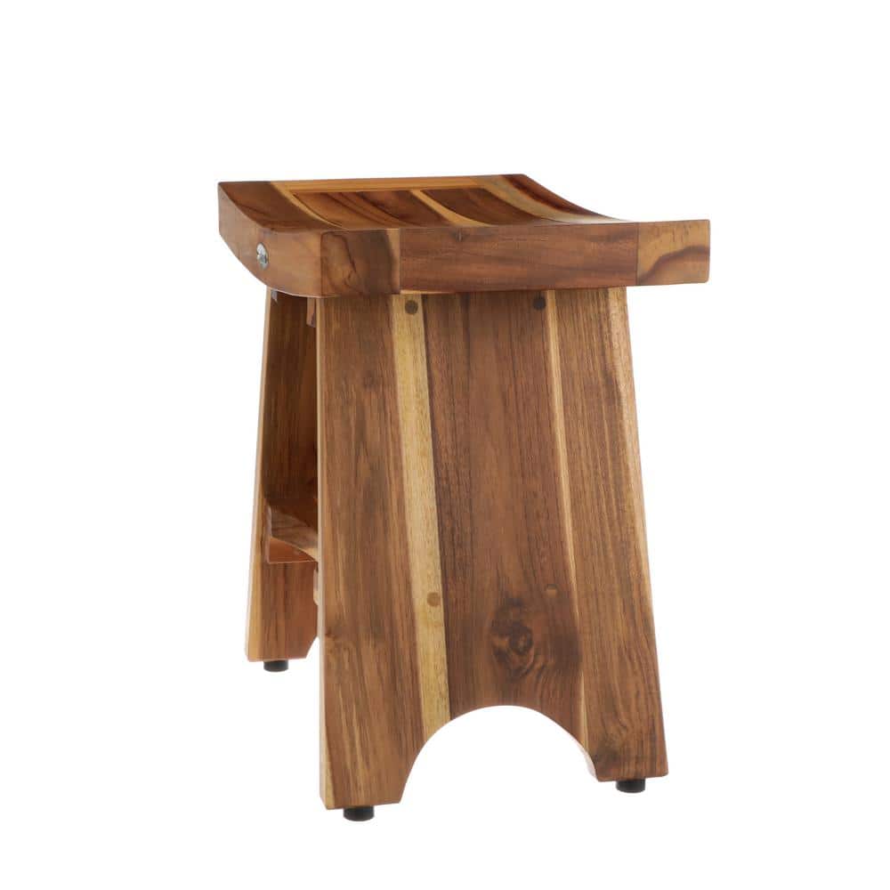Serenity 20" EarthyTeak Solid Wood Spa Shower Bench with Shelf