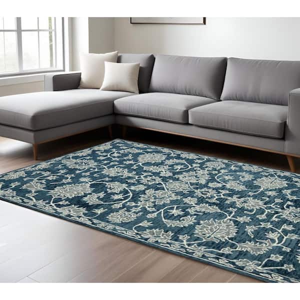 8 ft. x 10 ft. Multi-Colored Wool Floral Medallion Hand Hooked Area Rug