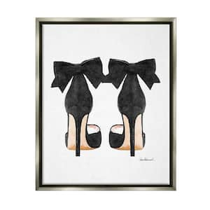 Framed Canvas Art (White Floating Frame) - Tall Stack of Fashion Books with Heels by Amanda Greenwood ( Fashion > Shoes > High Heels art) - 26x18 in