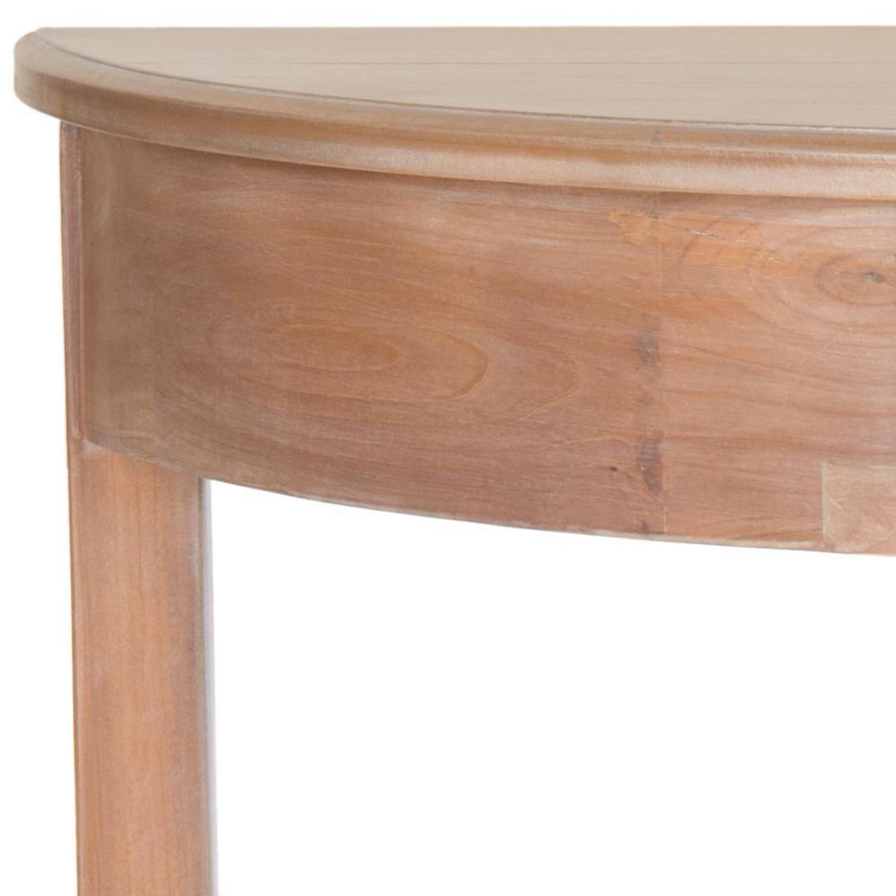 Natural Wood Demilune Hallway Table with Storage