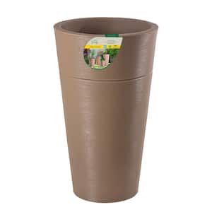 18 in. Gramado Ochre Round Plastic Planter for Indoor & Outdoor (18 in. D x 31.5 in. H)