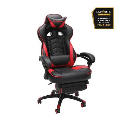26.8 in. Width Big and Tall Red Bonded Leather Gaming Chair with Adjustable Height